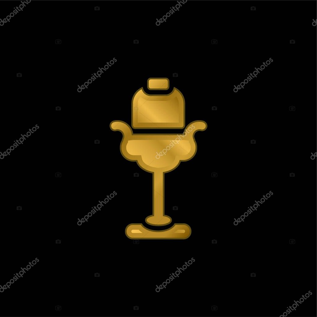 Beauty Salon gold plated metalic icon or logo vector