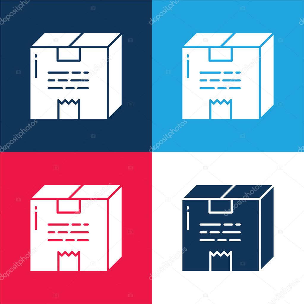 Box blue and red four color minimal icon set