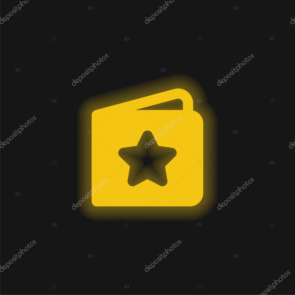 Book yellow glowing neon icon