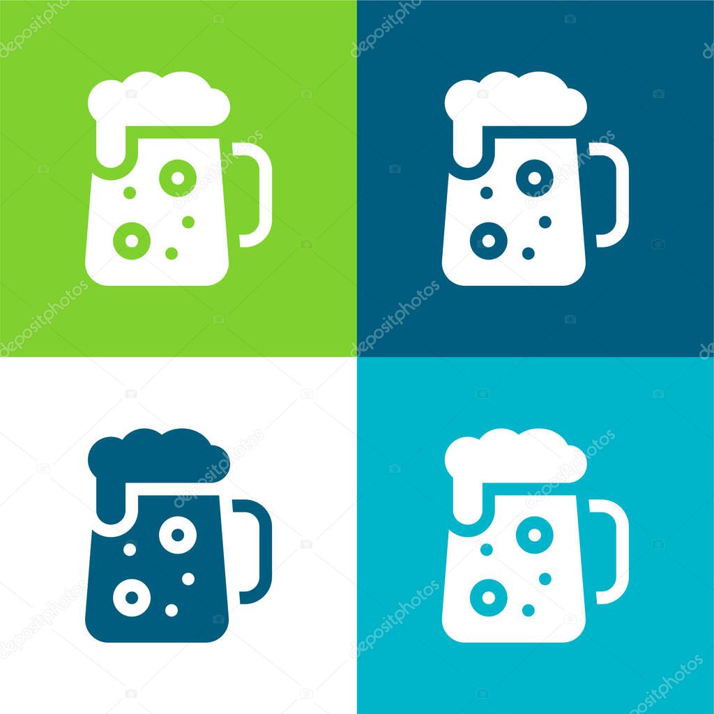 Beer Flat four color minimal icon set