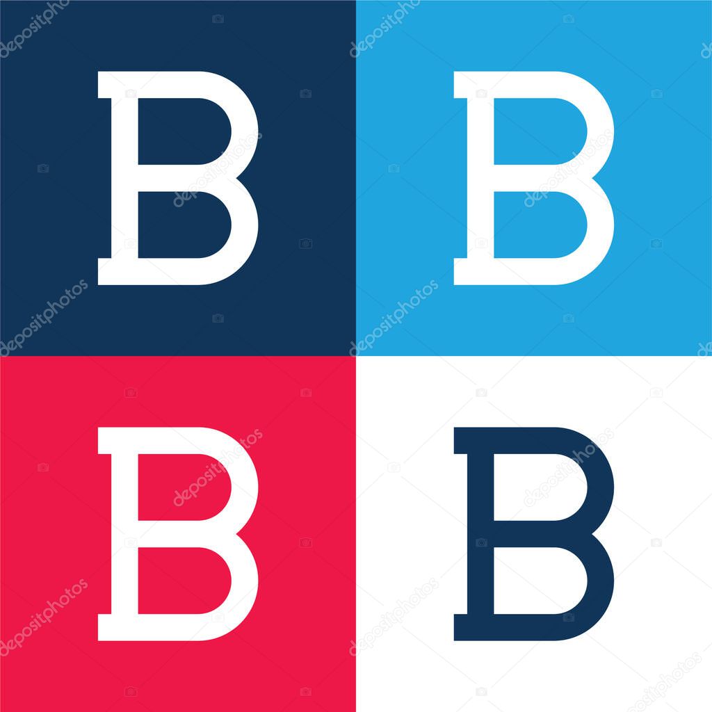 Bold blue and red four color minimal icon set
