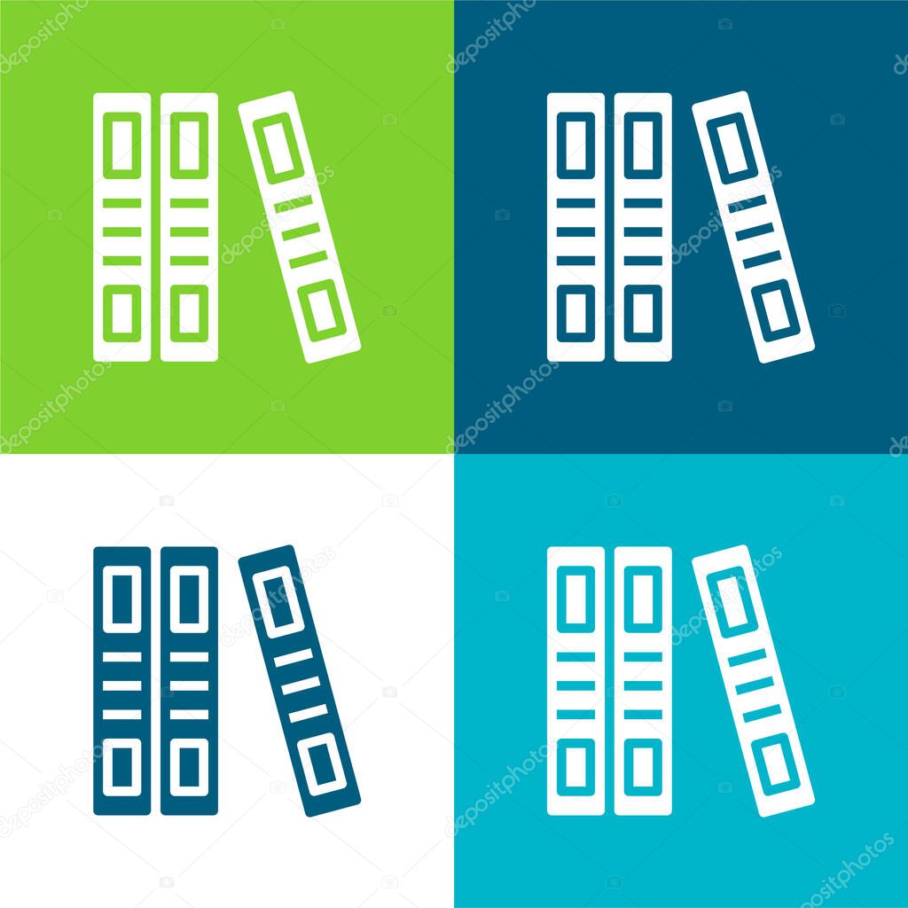 Book Flat four color minimal icon set
