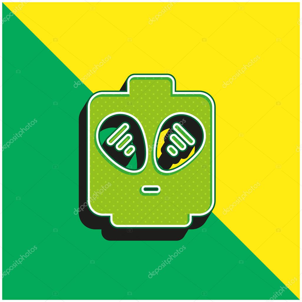 Alien Green and yellow modern 3d vector icon logo