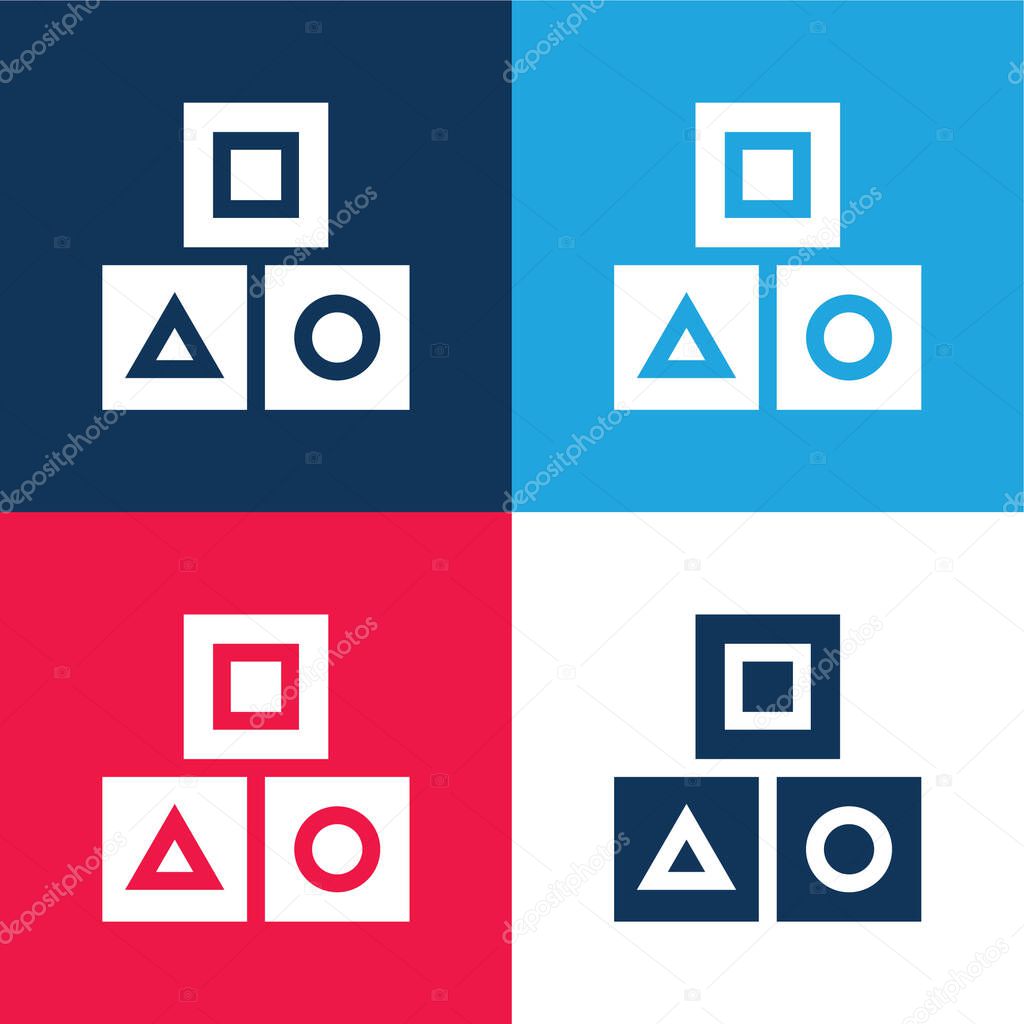 Block blue and red four color minimal icon set