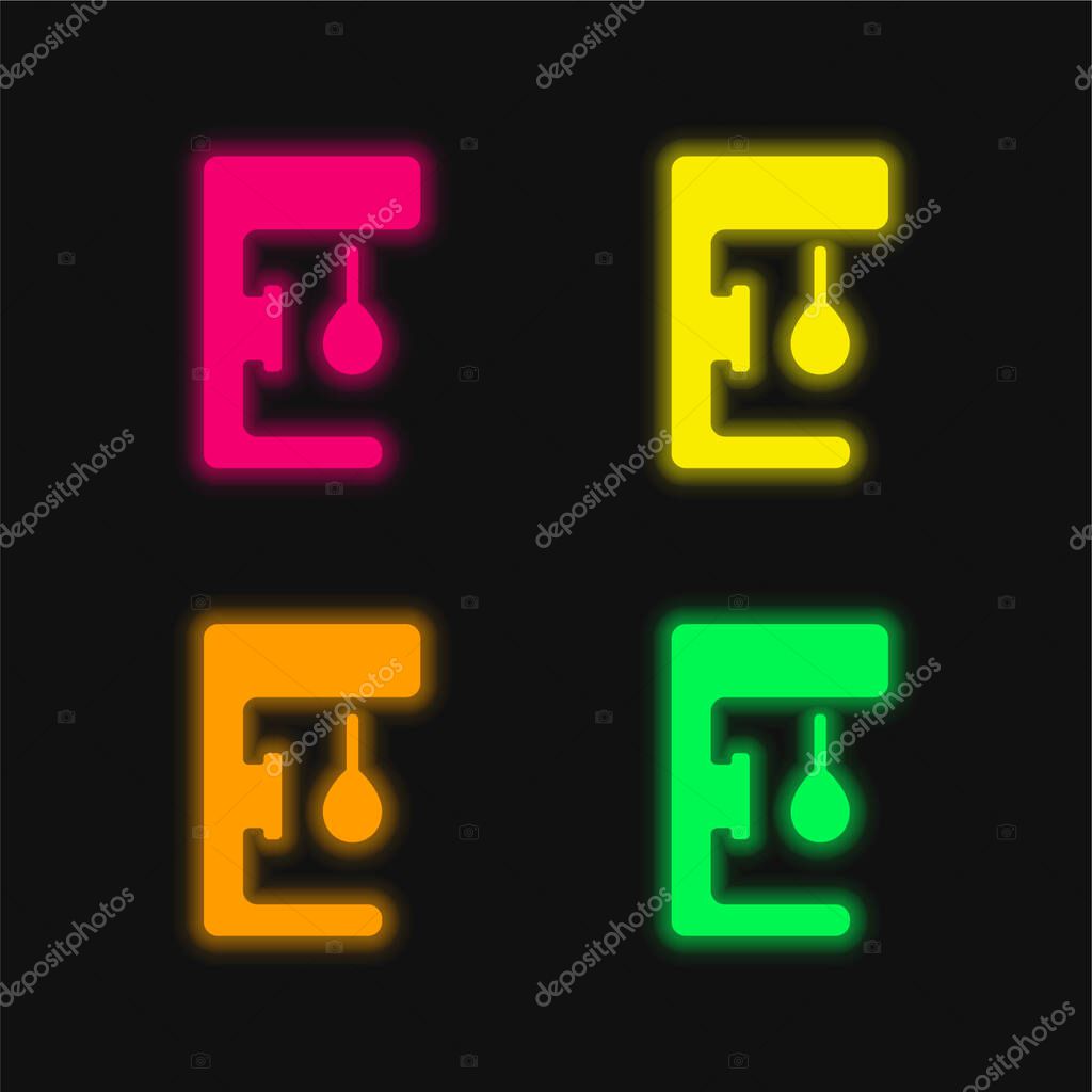 Boxing Ball four color glowing neon vector icon