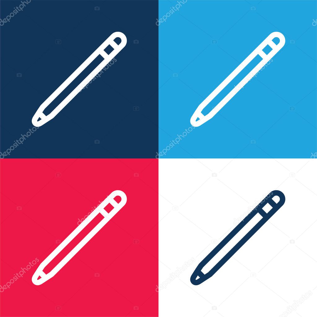 Apple Pencil blue and red four color minimal icon set