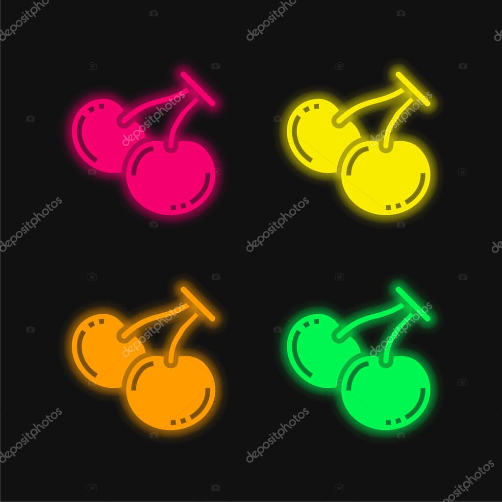 Berry four color glowing neon vector icon