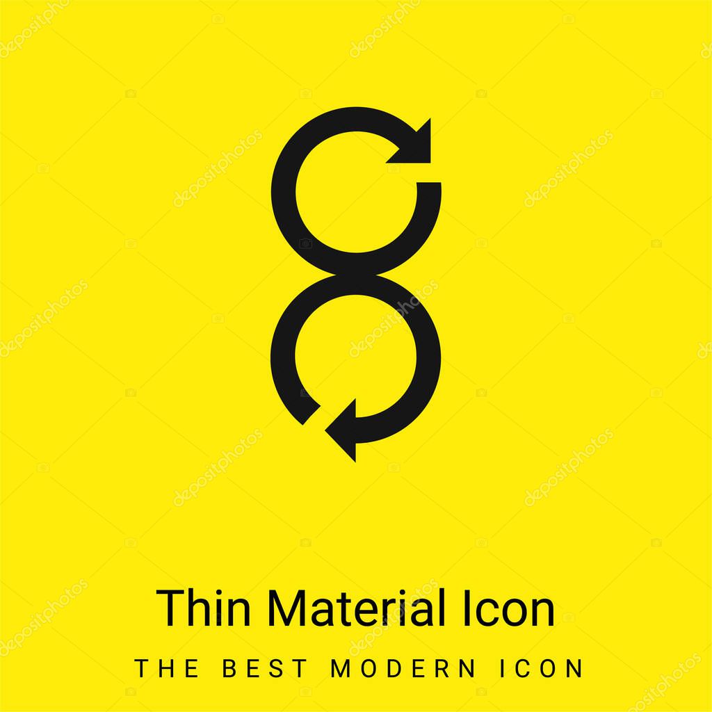 Arrows Rotating In Opposite Directions minimal bright yellow material icon