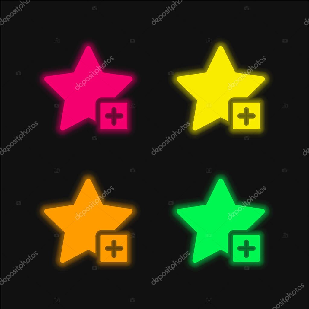 Add four color glowing neon vector icon