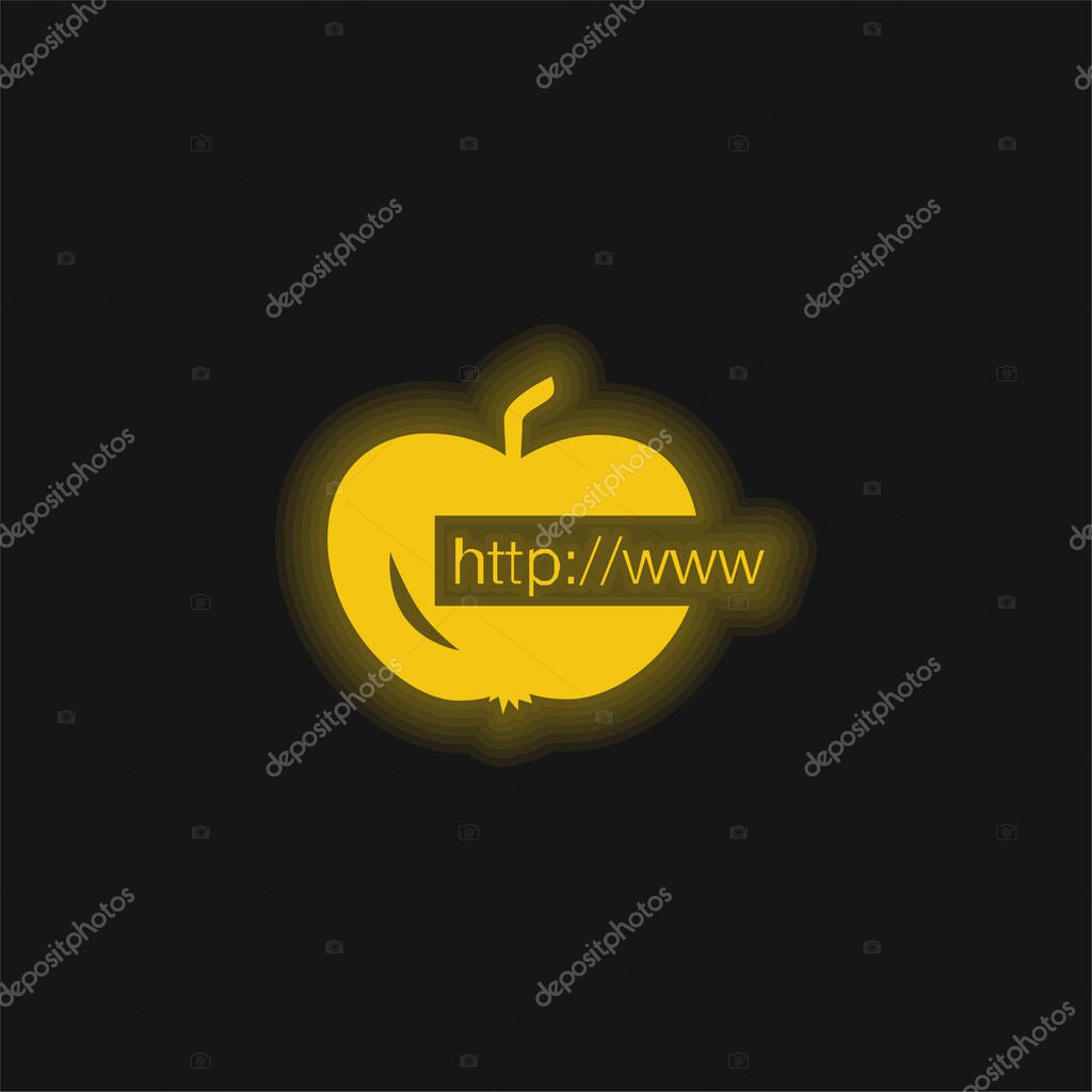 Apple Link yellow glowing neon icon