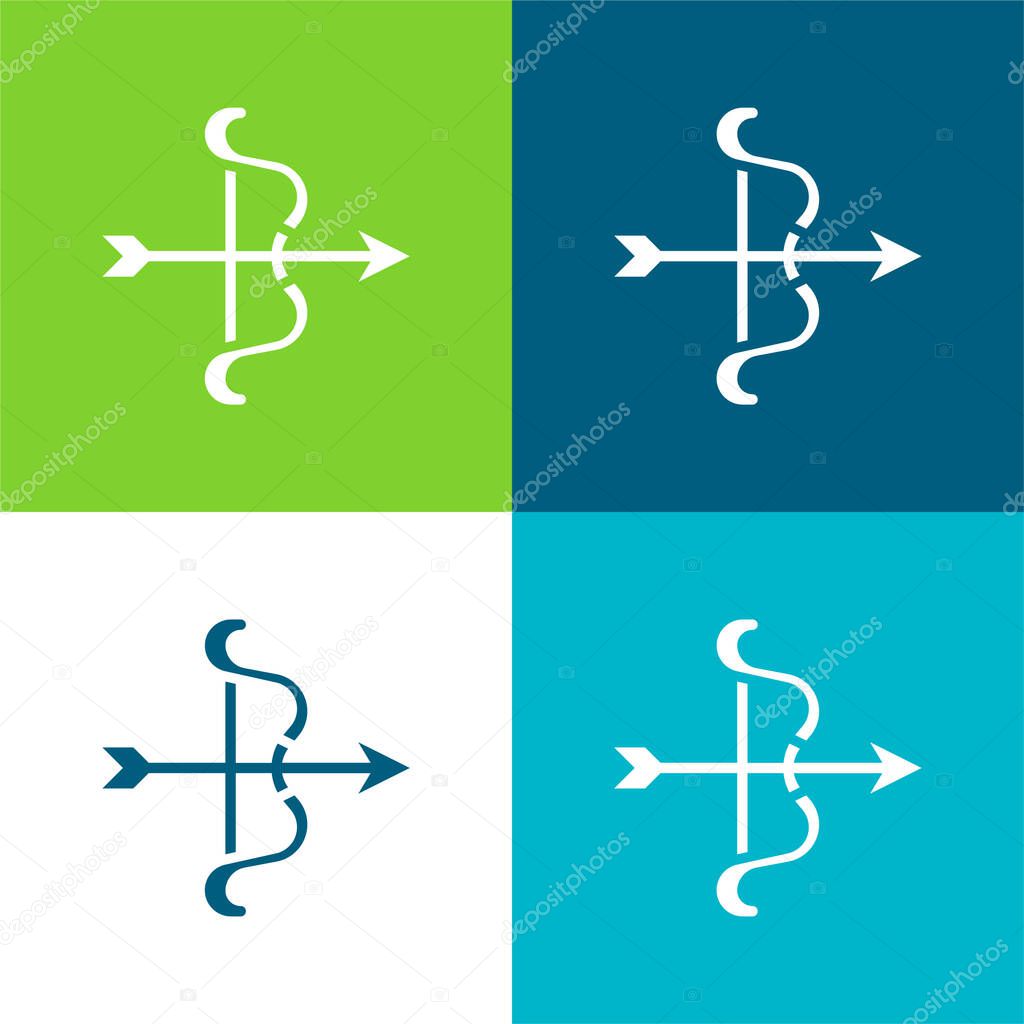 Bow Flat four color minimal icon set