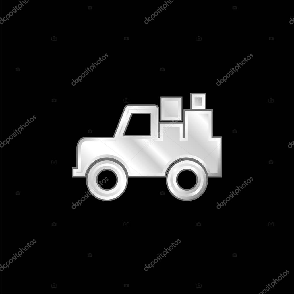 All Terrain Vehicle With Cargo silver plated metallic icon