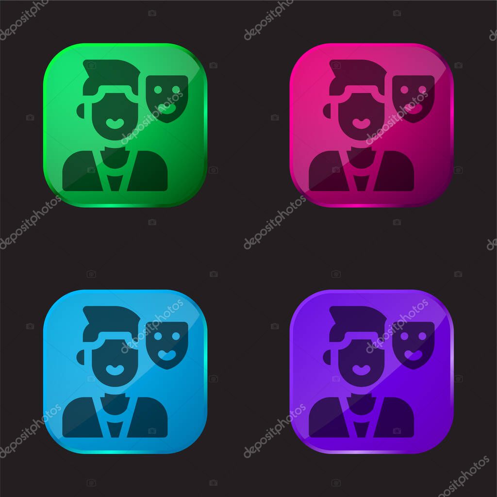 Actor four color glass button icon