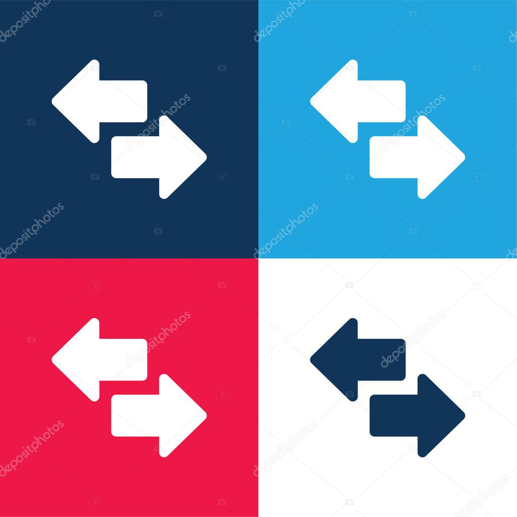 Arrows blue and red four color minimal icon set