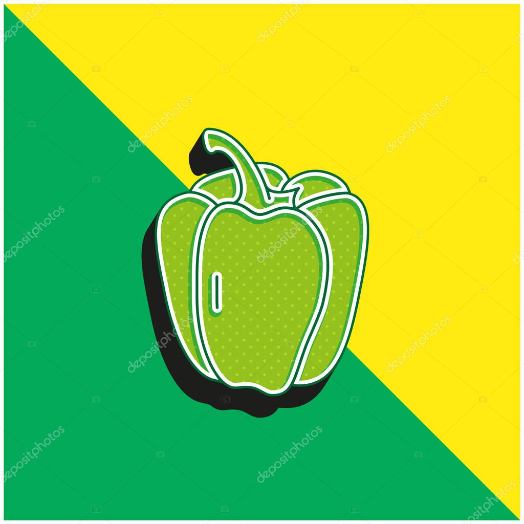 Bell Pepper Green and yellow modern 3d vector icon logo