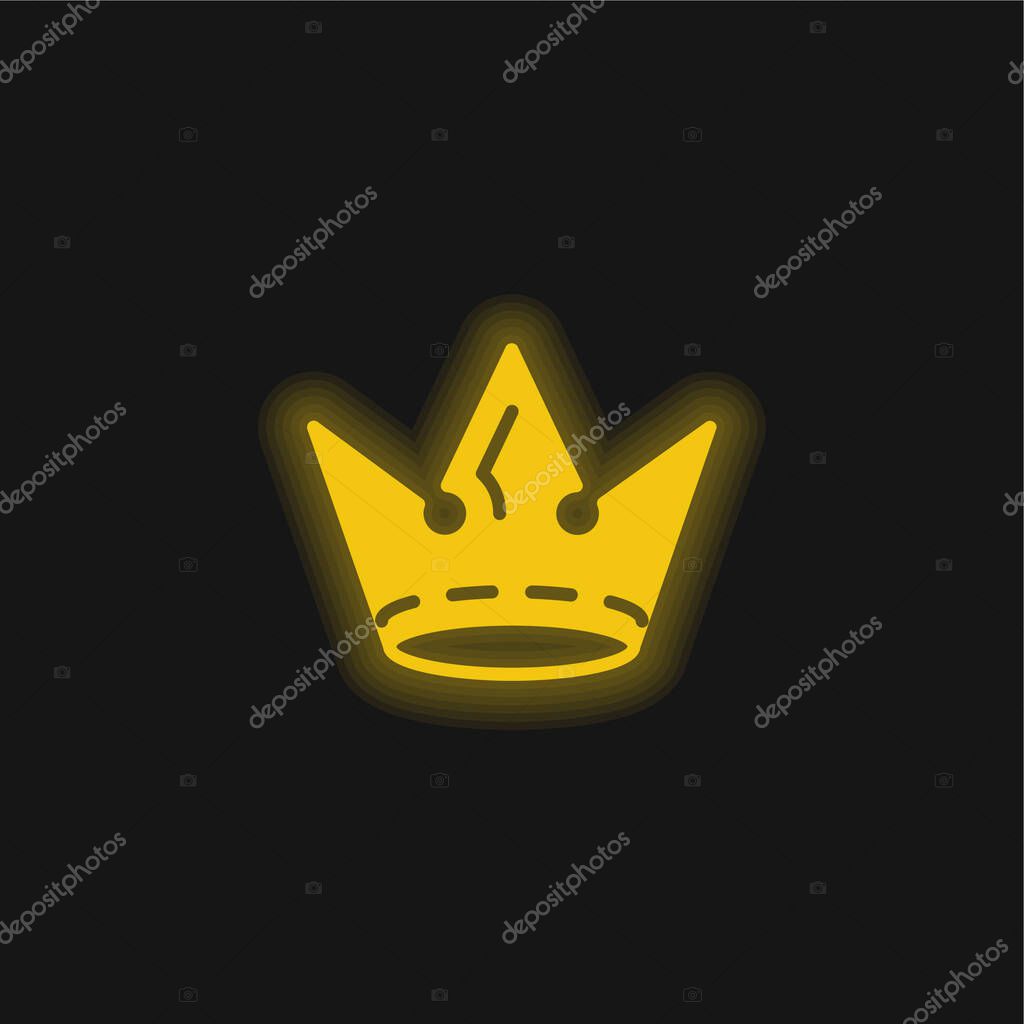 Crown yellow glowing neon icon