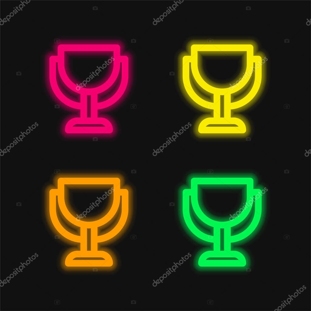Award four color glowing neon vector icon