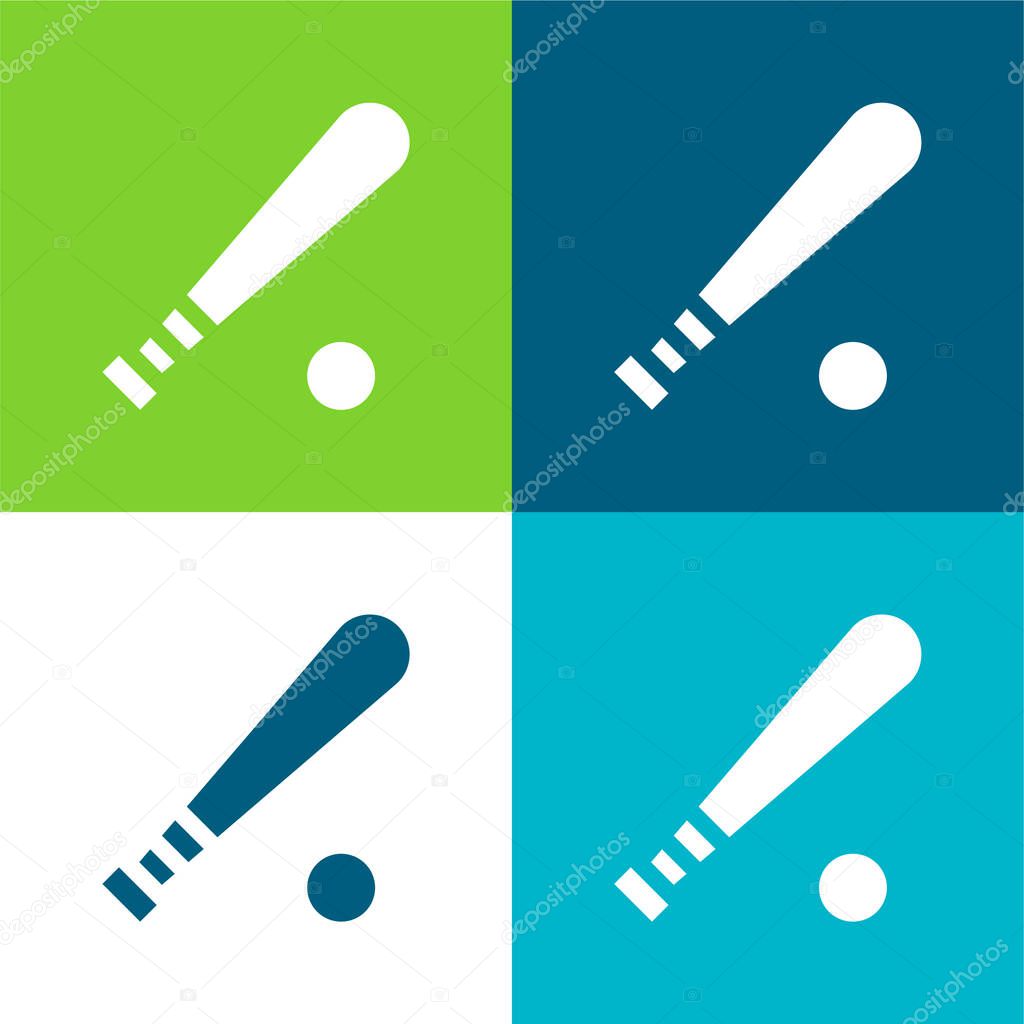 Baseball Bat Flat four color minimal icon set