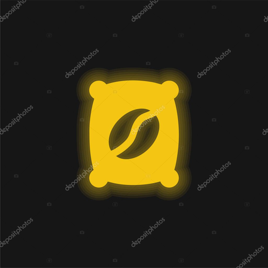 Bag yellow glowing neon icon