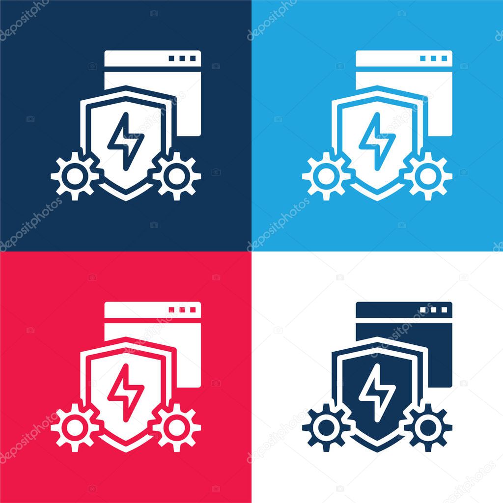 Anti Virus Software blue and red four color minimal icon set