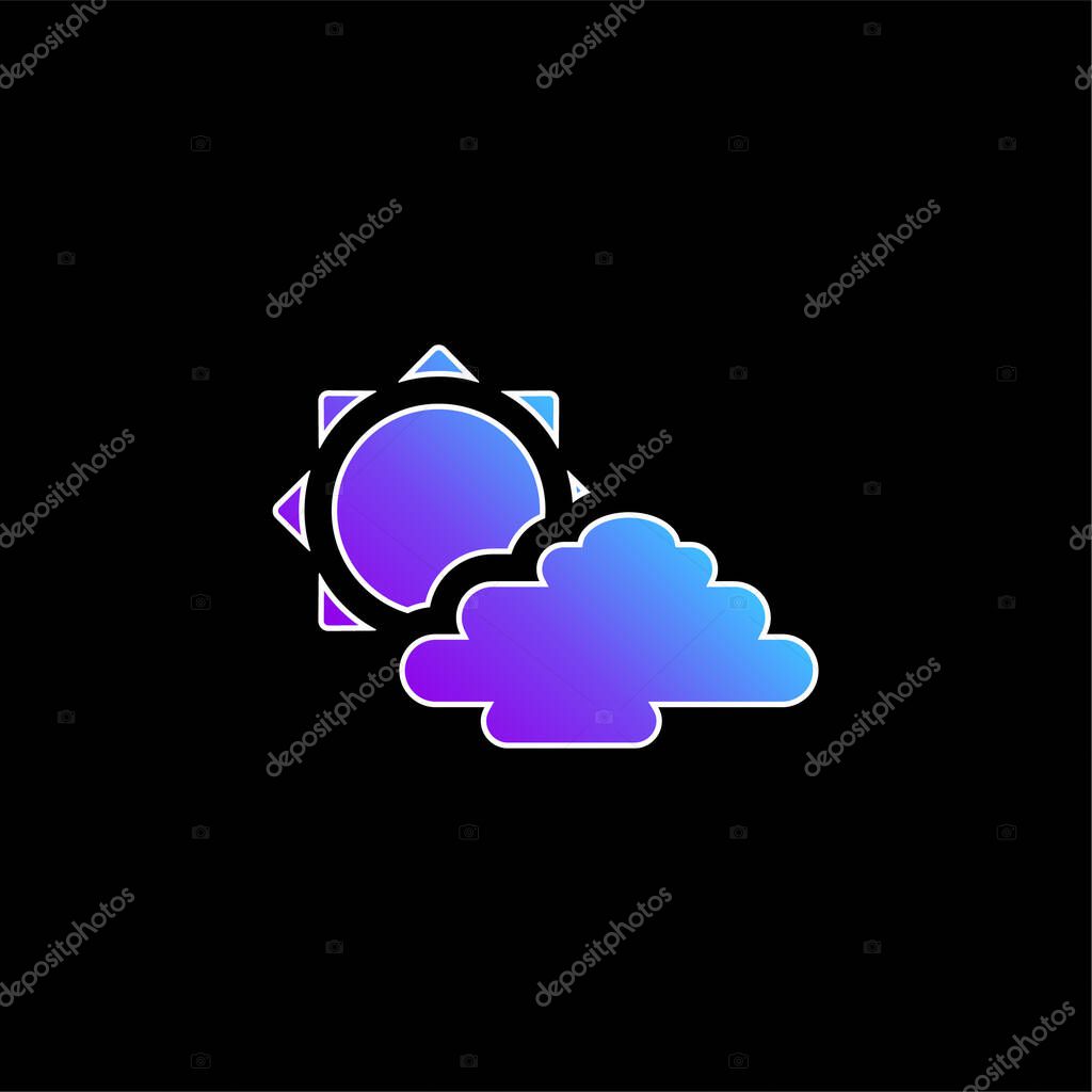 Big Sun And  Cloud blue gradient vector icon