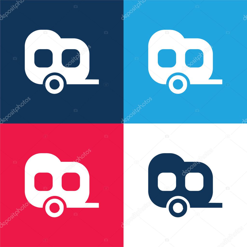 Black Two Window Carriage blue and red four color minimal icon set