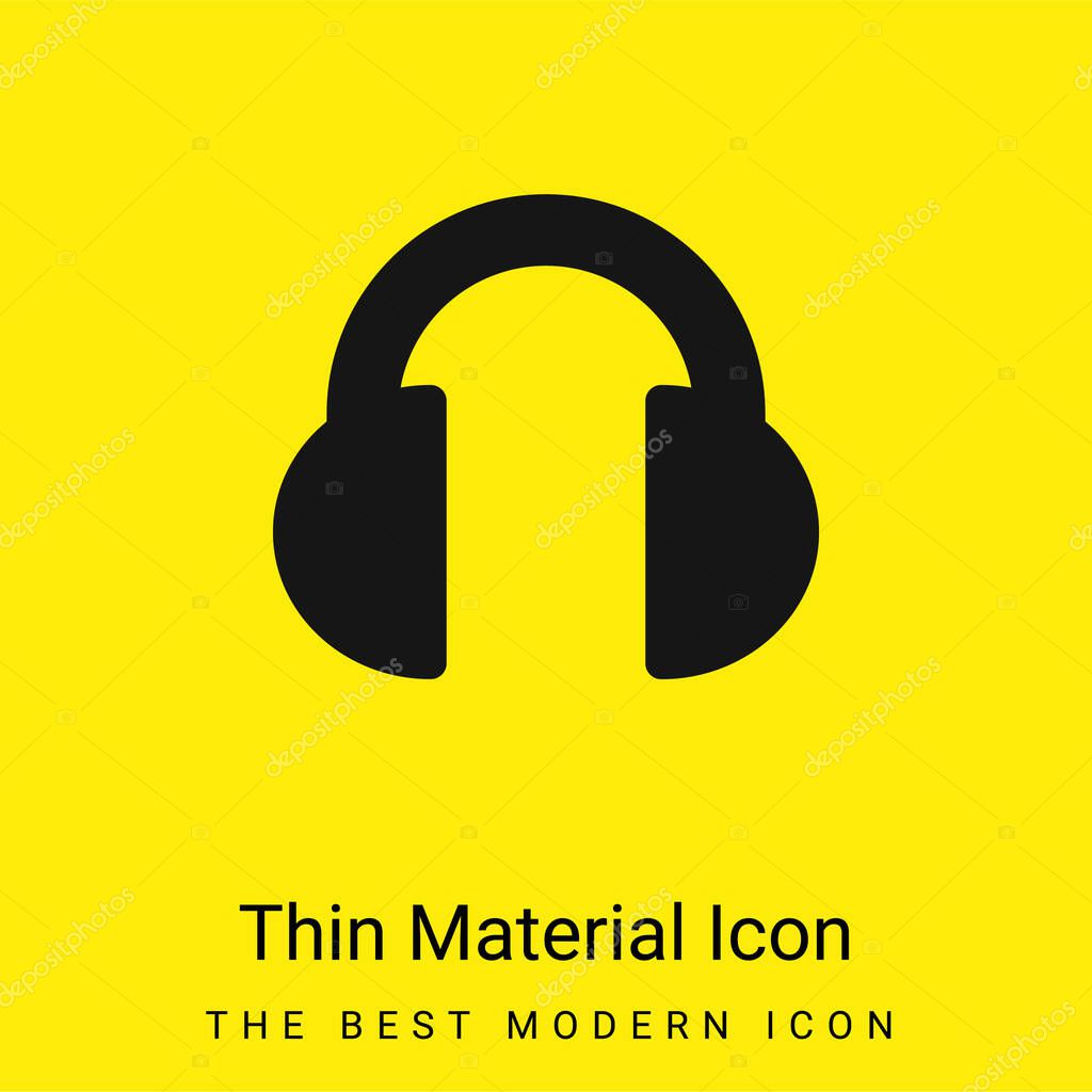 Black Headphones minimal bright yellow material icon
