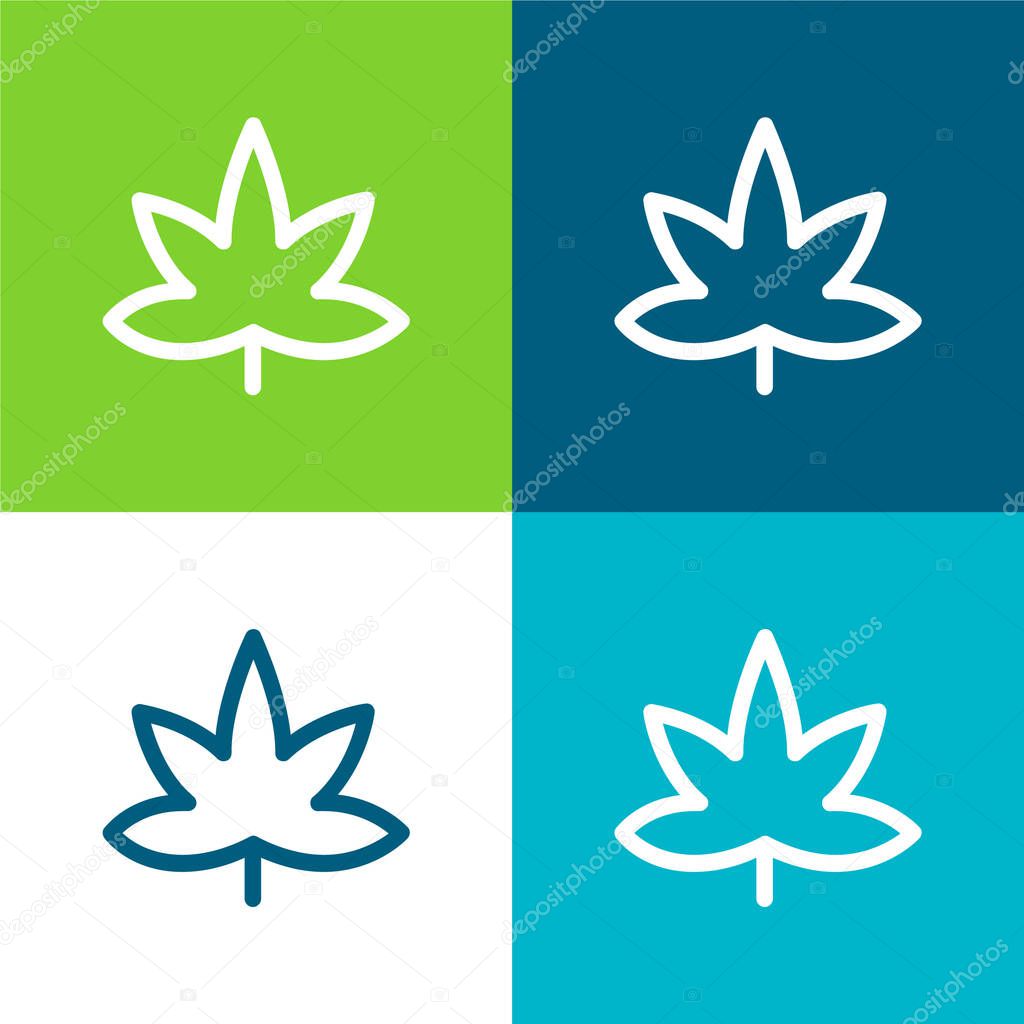 Big Mapple Leaf Flat four color minimal icon set