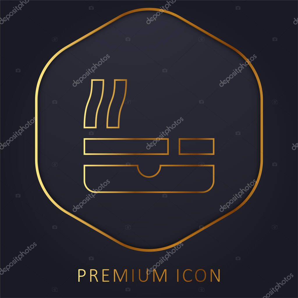 Ashtray golden line premium logo or icon