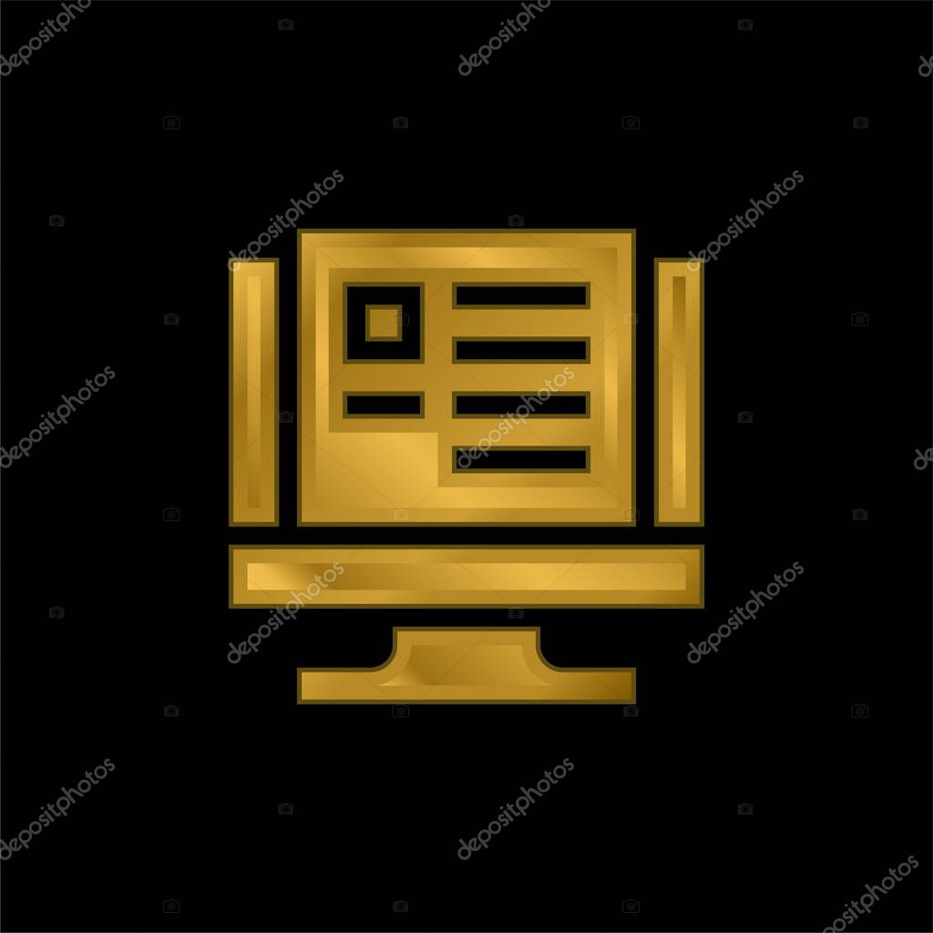 Blogging gold plated metalic icon or logo vector