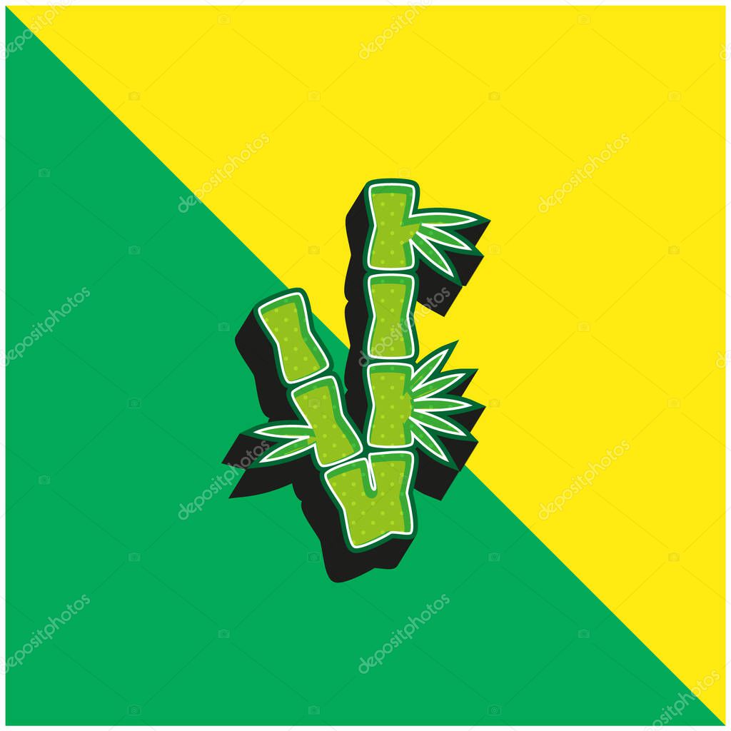 Bamboo Branches Green and yellow modern 3d vector icon logo