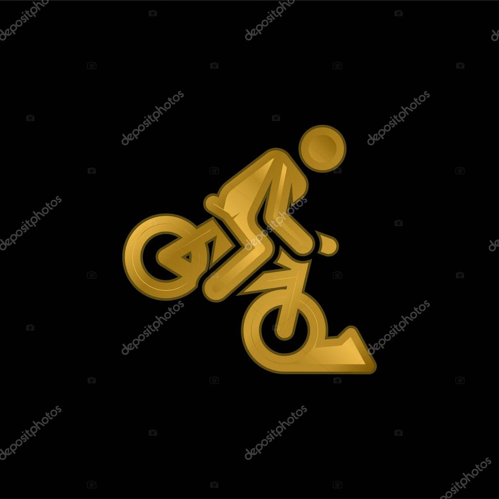 Accident gold plated metalic icon or logo vector