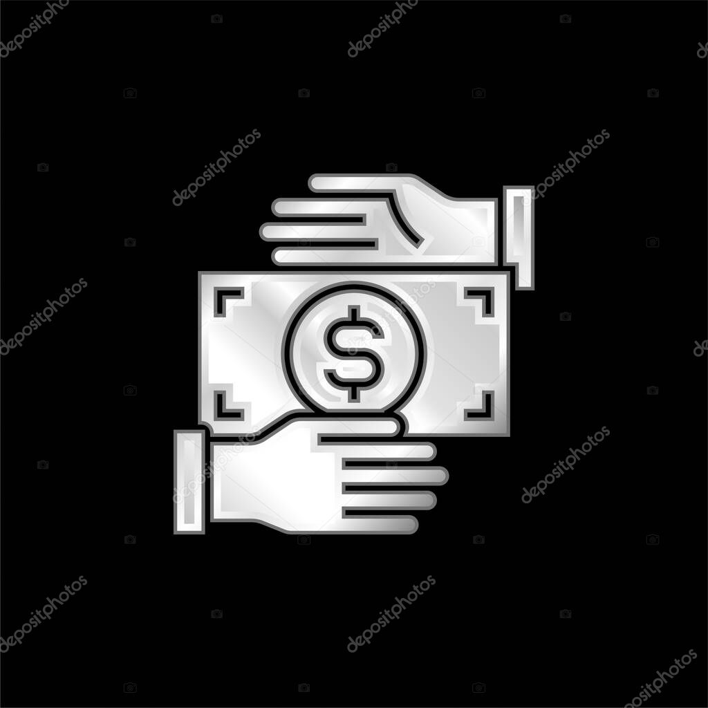 Bribery silver plated metallic icon