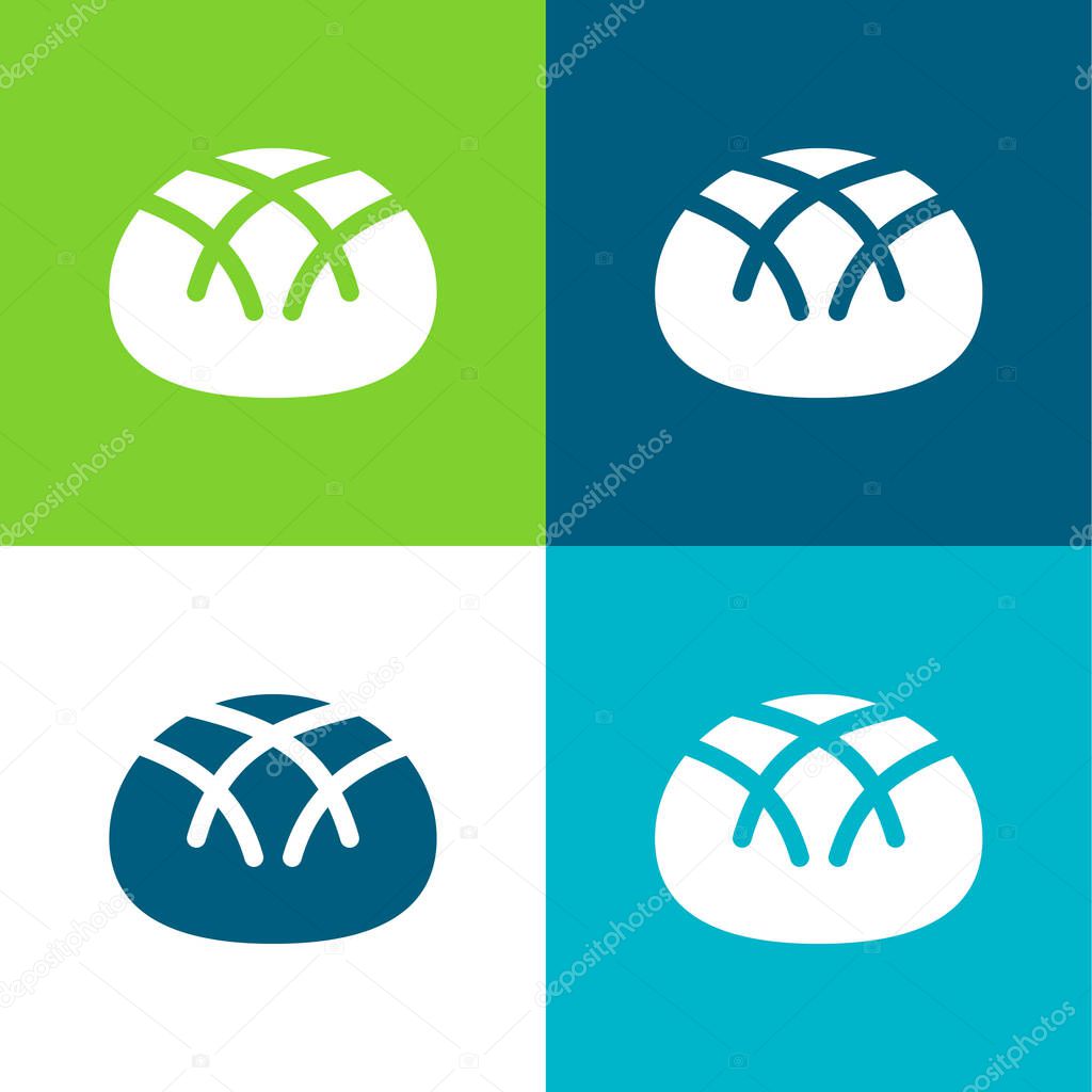 Bread Flat four color minimal icon set