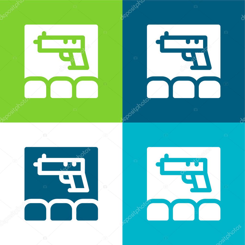 Action Movie Flat four color minimal icon set