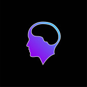 Brain Inside Human Head blue gradient vector icon