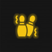 Bowling Pins yellow glowing neon icon