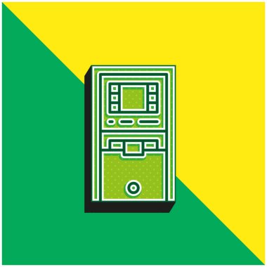 ATM MAchine Yeşil ve sarı 3D vektör simgesi logosu