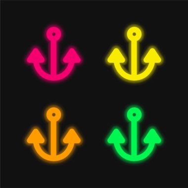 Çapa dört renk parlayan neon vektör simgesi