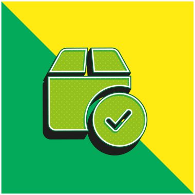 Onaylanmış yeşil ve sarı modern 3d vektör simgesi logosu