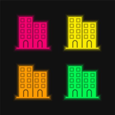 Architectonic four color glowing neon vector icon clipart