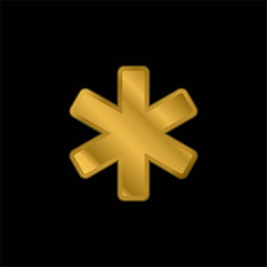 Asterisk altın kaplama metalik simge veya logo vektörü