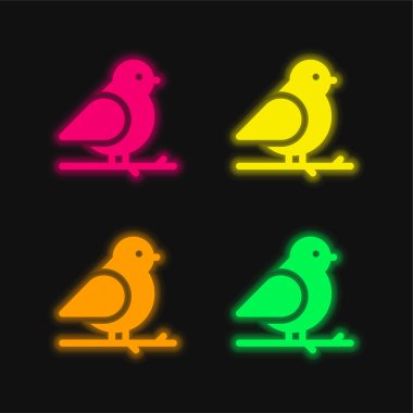 Kuş dört renk parlayan neon vektör simgesi