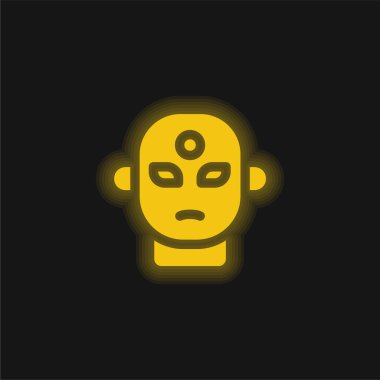 Uzaylı sarı parlak neon simgesi