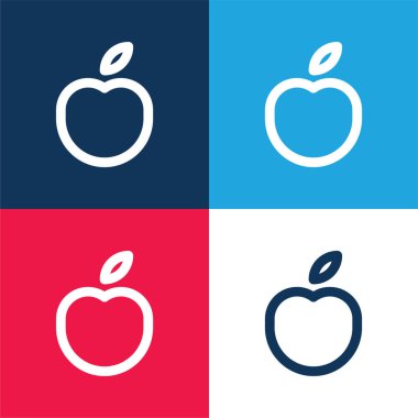 Apple blue and red four color minimal icon set clipart