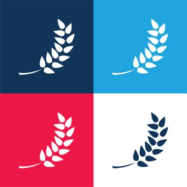 Branch With Leaves blue and red four color minimal icon set clipart