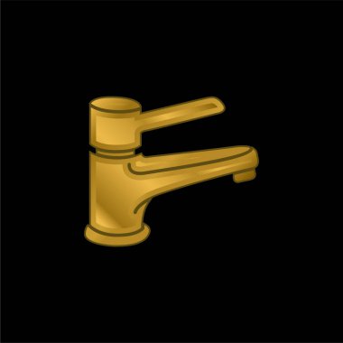 Su tedarik etmek için banyo musluğu aracı Altın kaplama metalik ikon veya logo vektörü