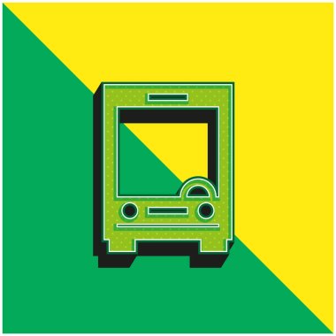 Büyük Otobüs Önü Yeşil ve Sarı 3D vektör simgesi