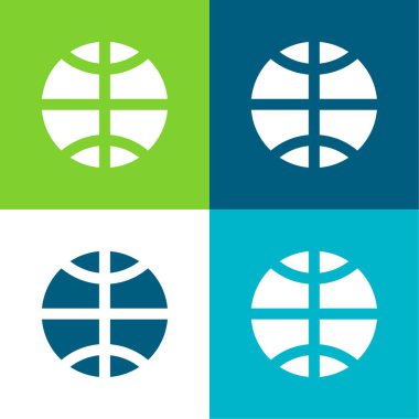 Basketbol Düz 4 renk minimal simge seti