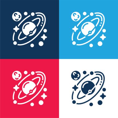 Astronomi mavi ve kırmızı dört renk minimal simgesi